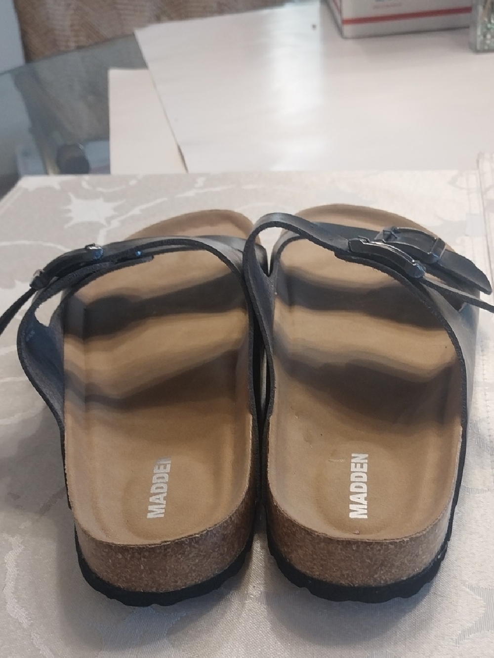 Madden Girl NWOT Brando Slide-on Sandals Size 10 Black Birken-Style Double Strap - Picture 9 of 10